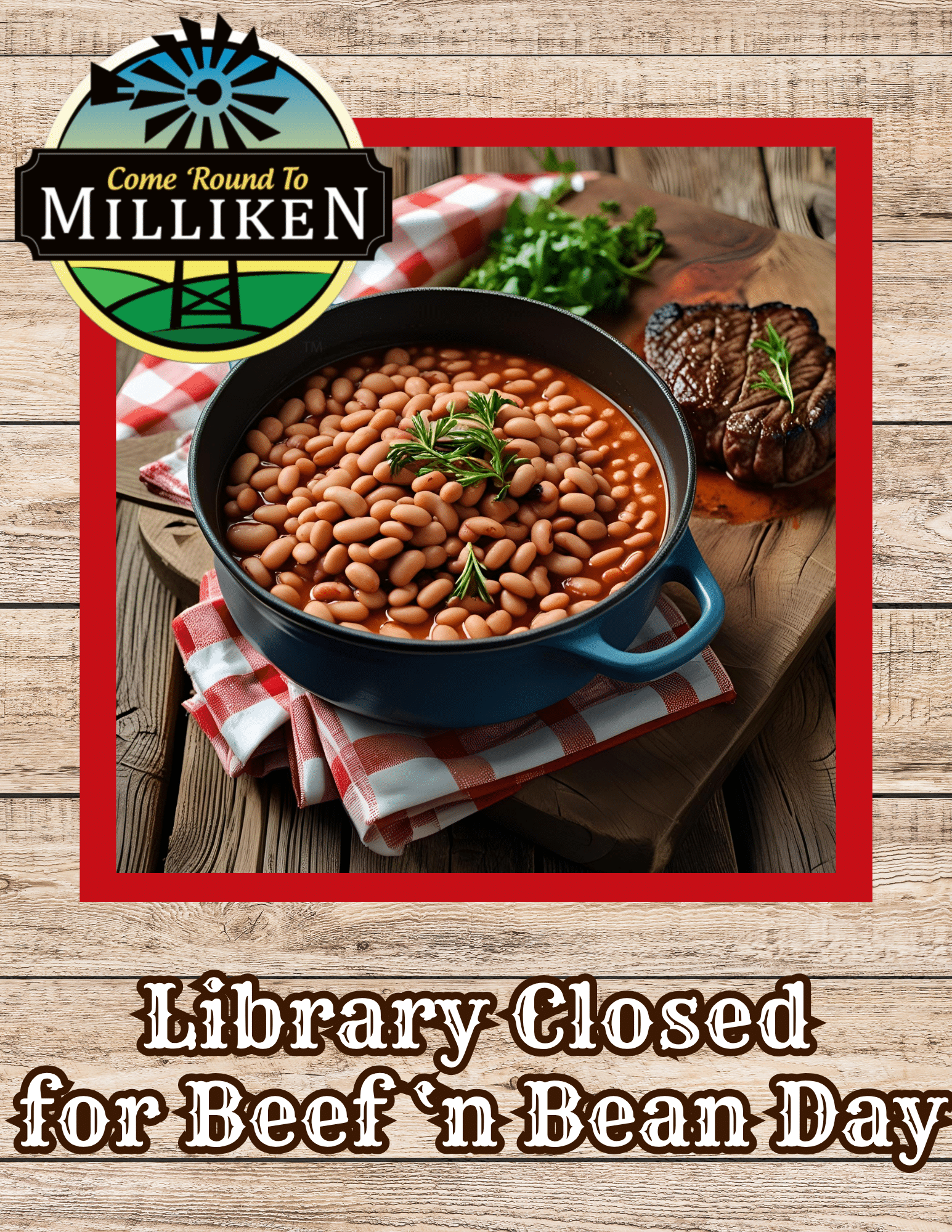 Library Closed on Saturday, August 9th for Beef 'n Bean Day