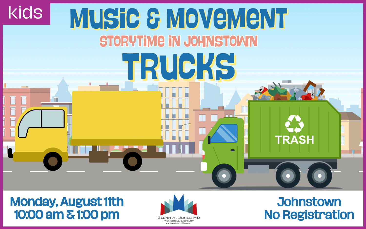 Music & Movement Storytime in Johnstown. 10am & 1pm.