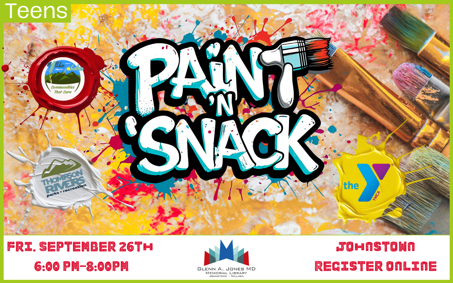 Teen Paint and Snack. September 26th @ 6pm. Register Online.