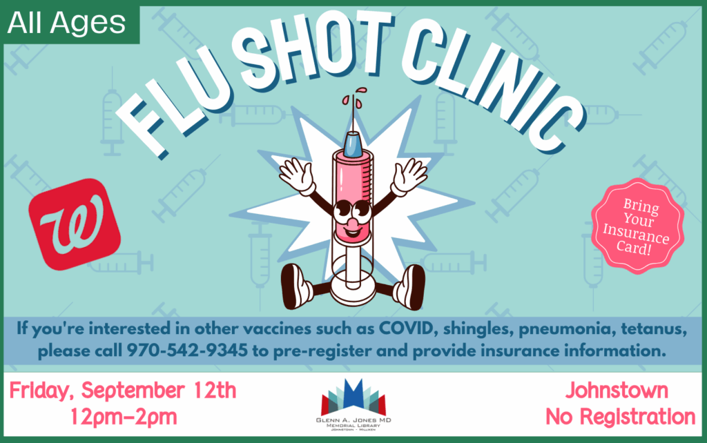 Flu Shot Clinic. Sept. 12th. 10am-12 pm in Johnstown.