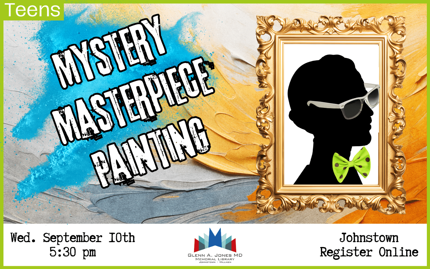 Mystery Masterpiece Painting for Teens. Sept. 10th @5:30 pm.