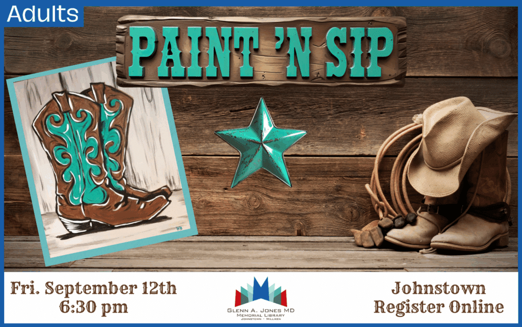 Paint 'n Sip on September 12th @ 6:30 pm. Register Online.