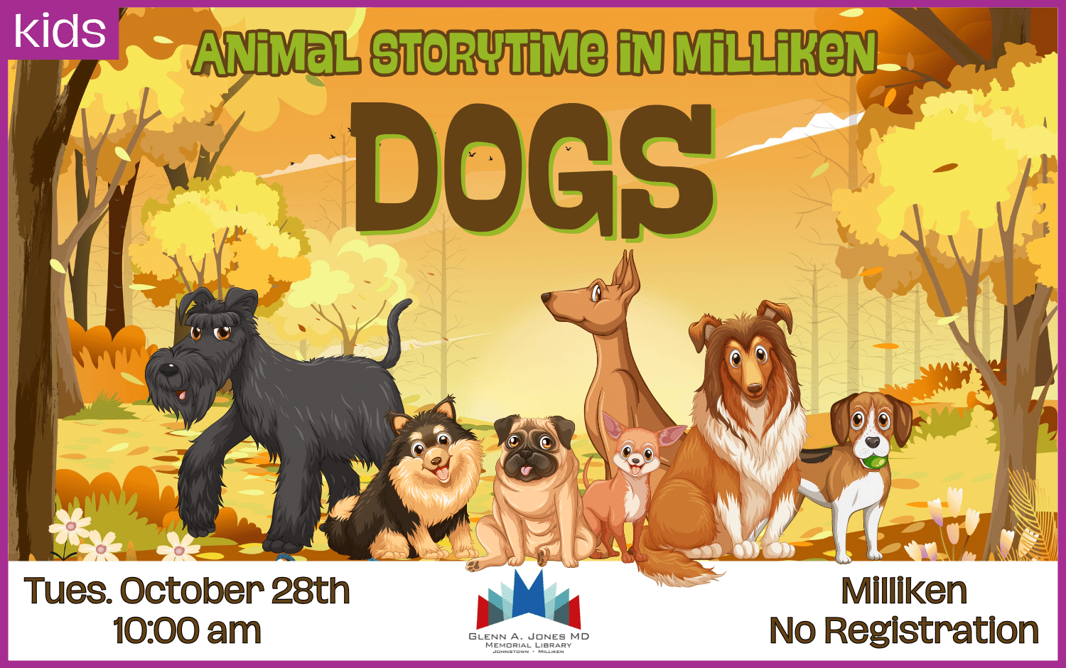 Dog themed Storytime in Milliken. October 28th @ 10am.