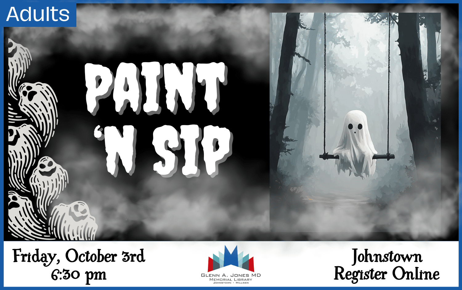 Spooky Paint & Sip. October 3rd @ 6:30 pm. Registration Required.