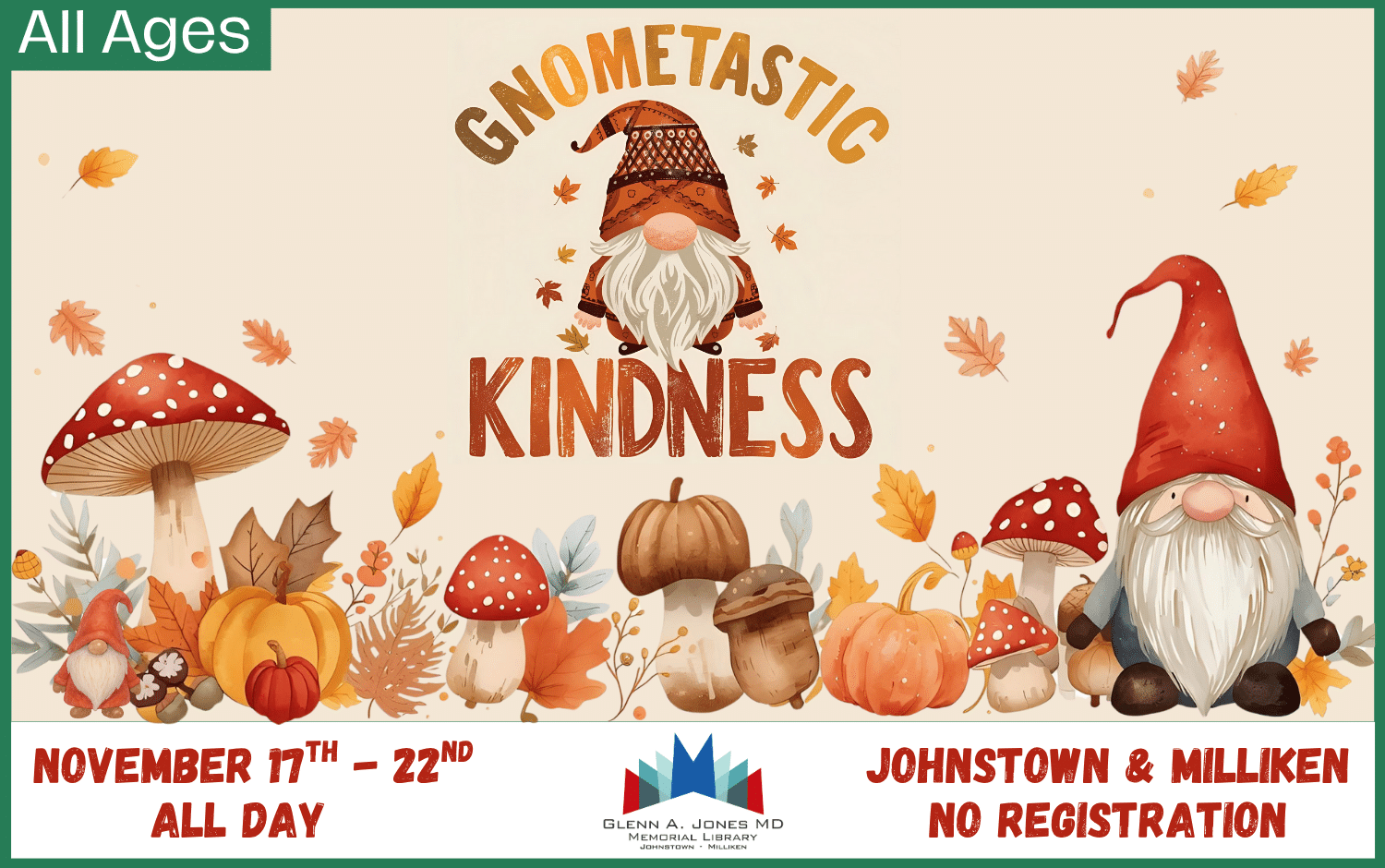 Gnome-Tastic: Color a bookmark & leave it in your favorite book for someone to find! The Week of November 17th