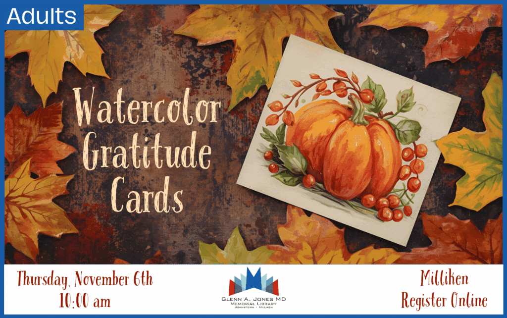 Watercolor Gratitude Cards in Milliken. Thursday, November 6th @ 10am