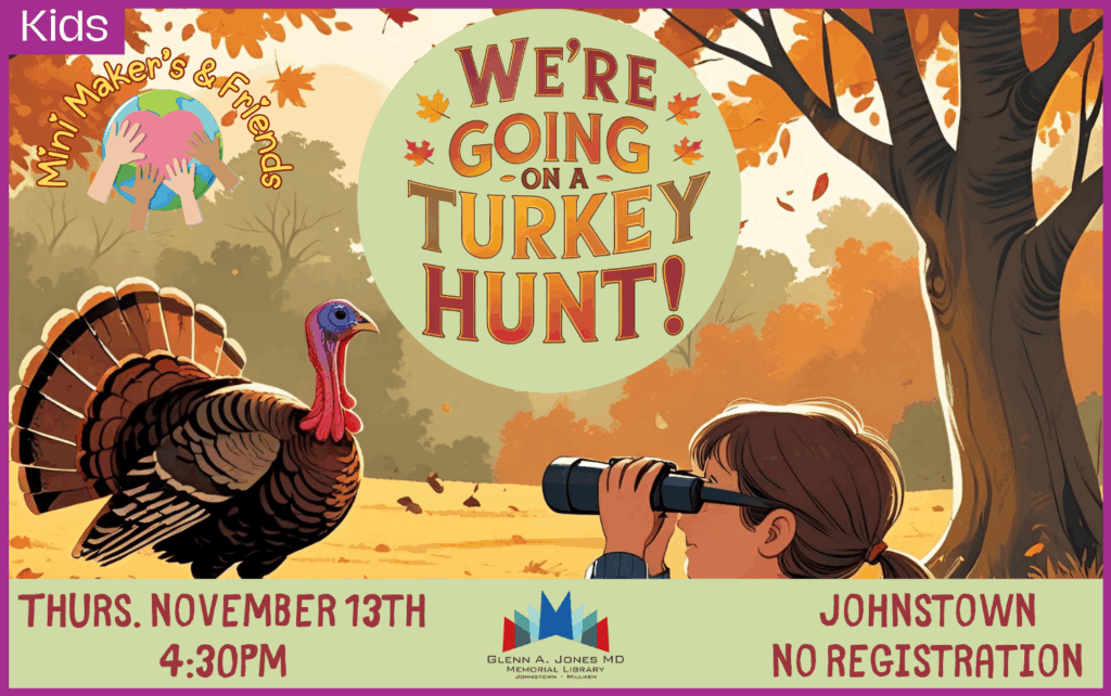 Kids, test your turkey knowledge and go on a turkey hunt. November 13th @ 4:30pm