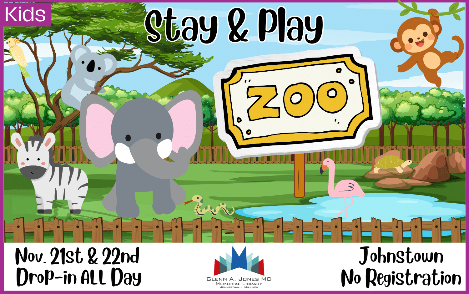 Zoo Stay & Play. November 21st and 22nd. All Day. No registration.
