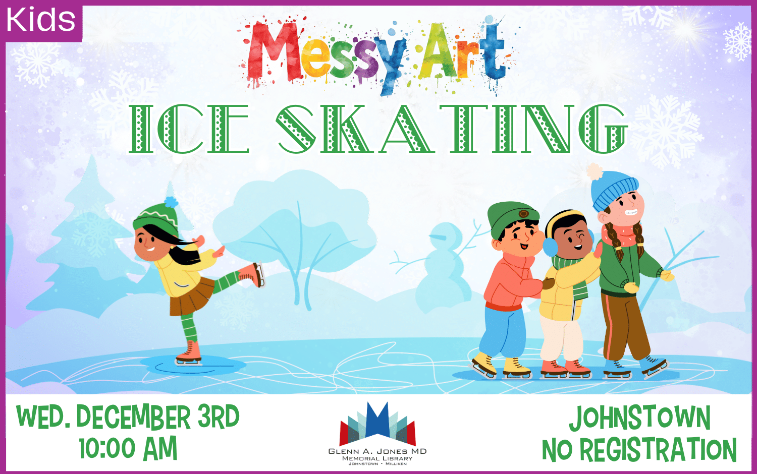Ice Skating Messy Art Wednesday, December 3rd @ 10am