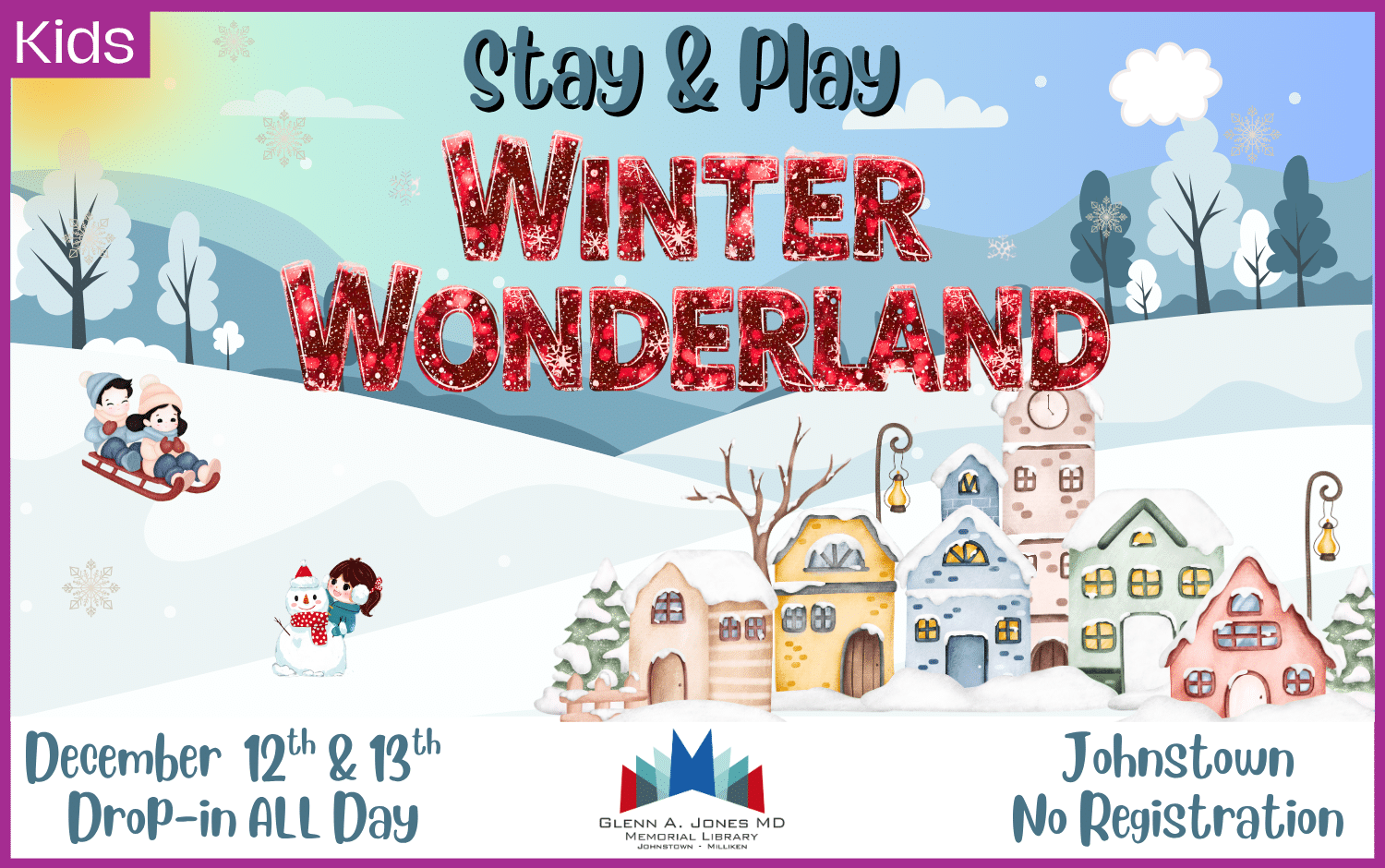 Stay & Play Winter Wonderland. December 12th and December 13th. Drop-in all day, no registration