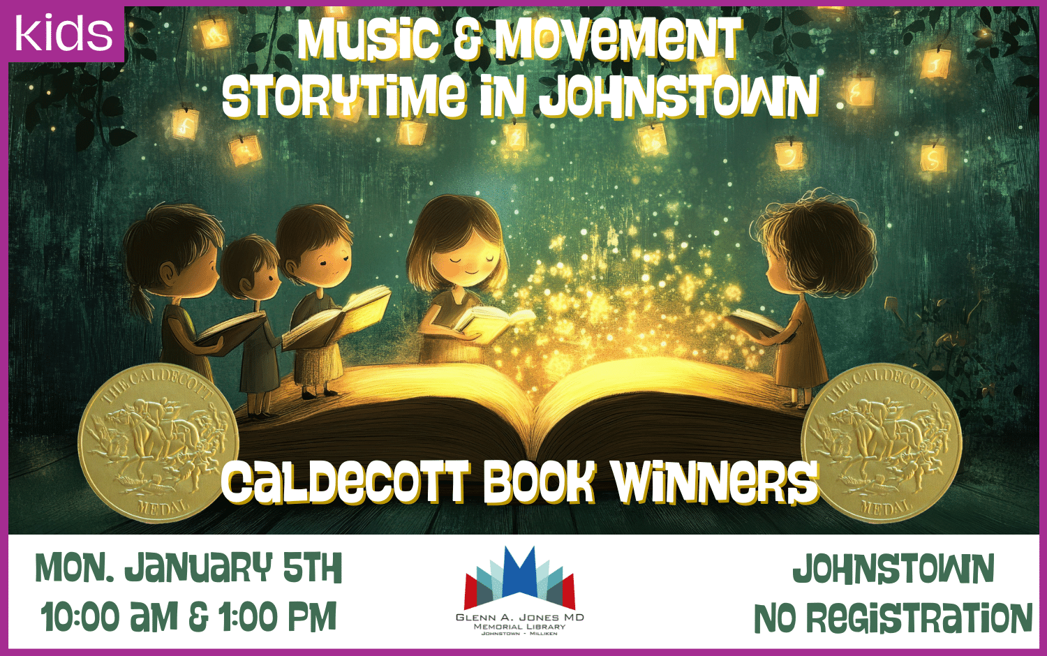 Caldecott Winners Storytime. January 5th. 10am and 1pm.