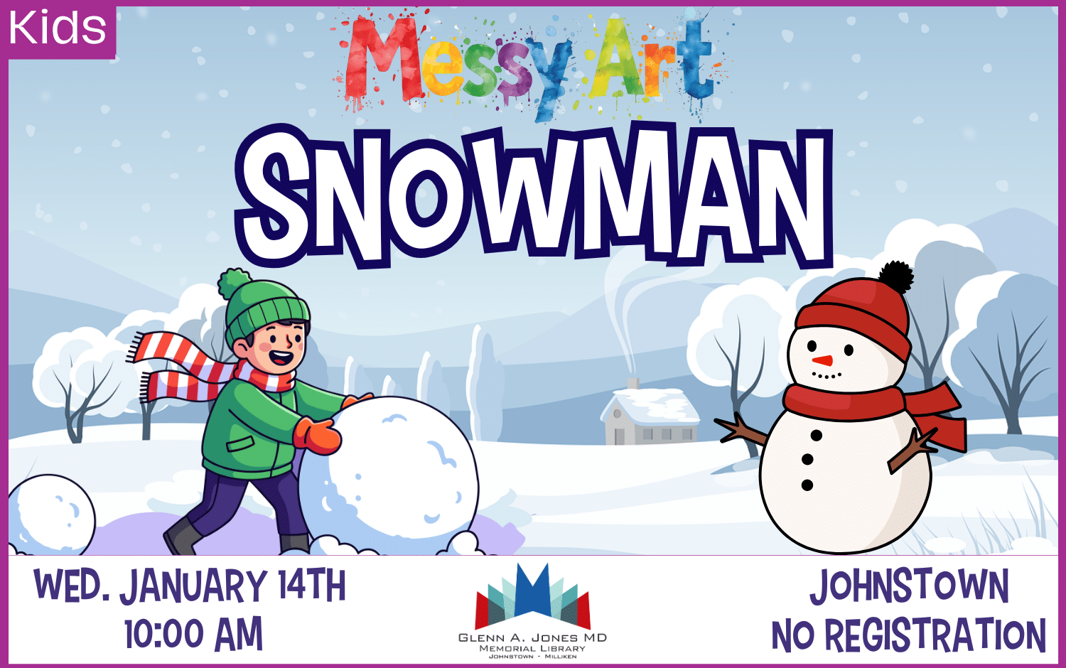 Melted Snowman Messy Art. Jan. 14th @ 10 am.