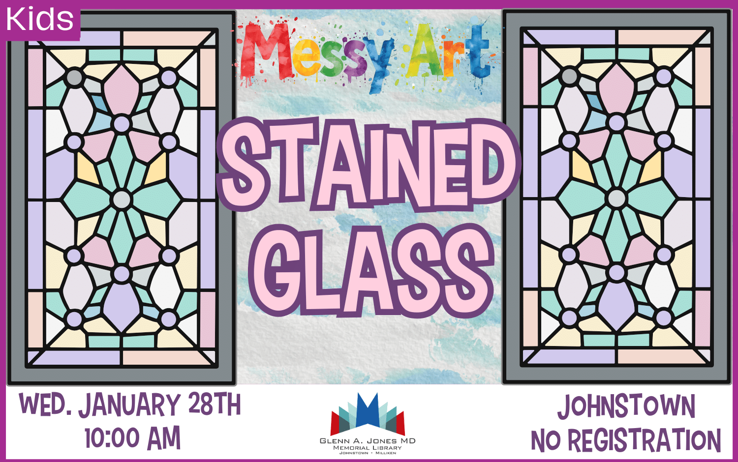 Faux Stained Glass Messy Art. January 28th @ 10am.