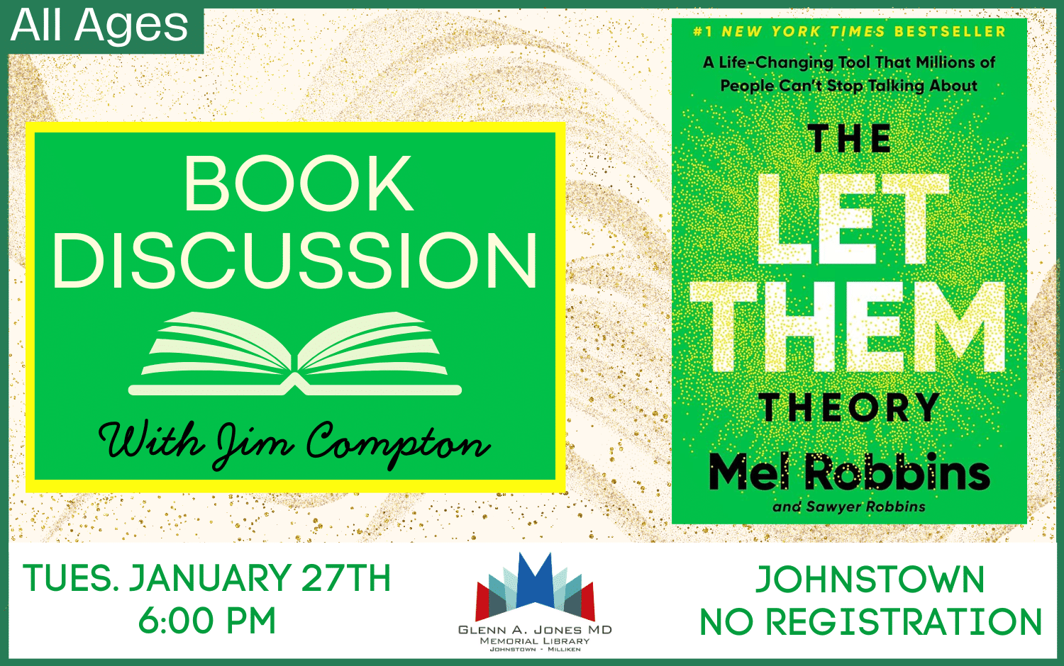 "The Let Them" Book Discussion hosted by Jim Compton. Jan. 27th @ 6 pm.