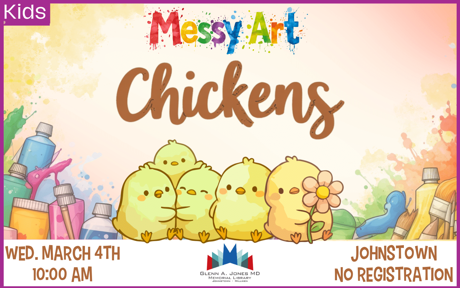 Make Chickens at Messy Art. March 4th @ 10 am.