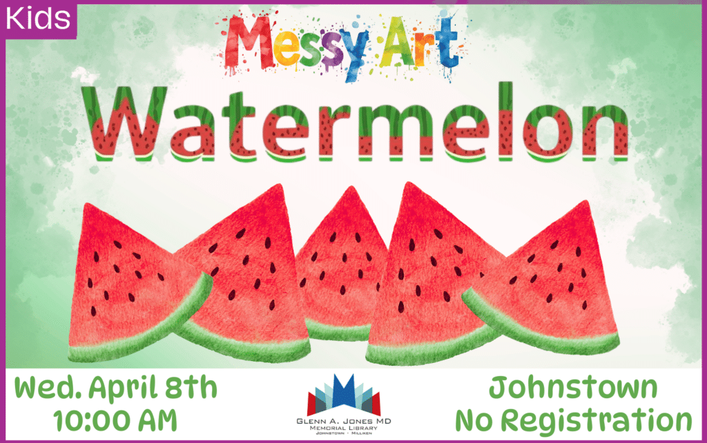 Watermelon Messy Art. April 8th @ 10 am.