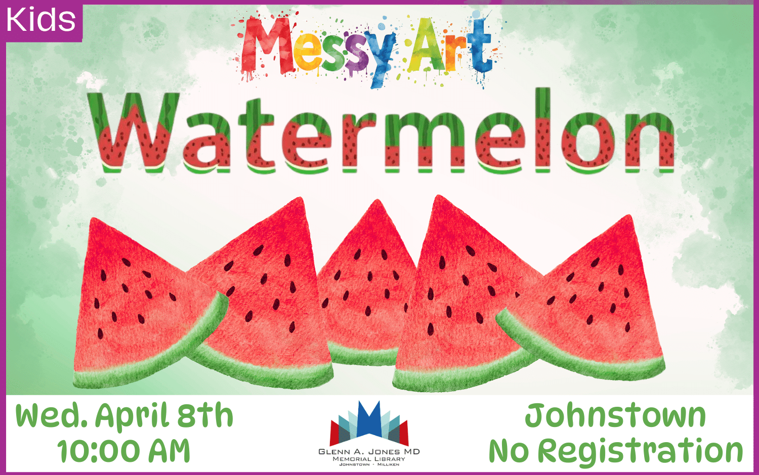 Watermelon Messy Art. April 8th @ 10 am.